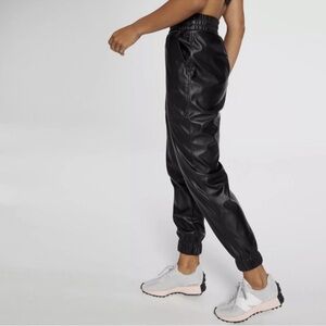 Black Faux Leather Jogger Pants s M